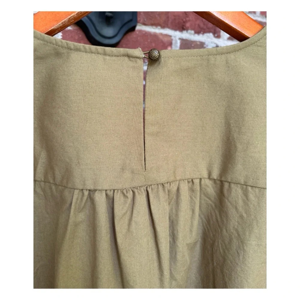 NWOT Anthropologie Appliqué Top in Olive  Size Medium_9